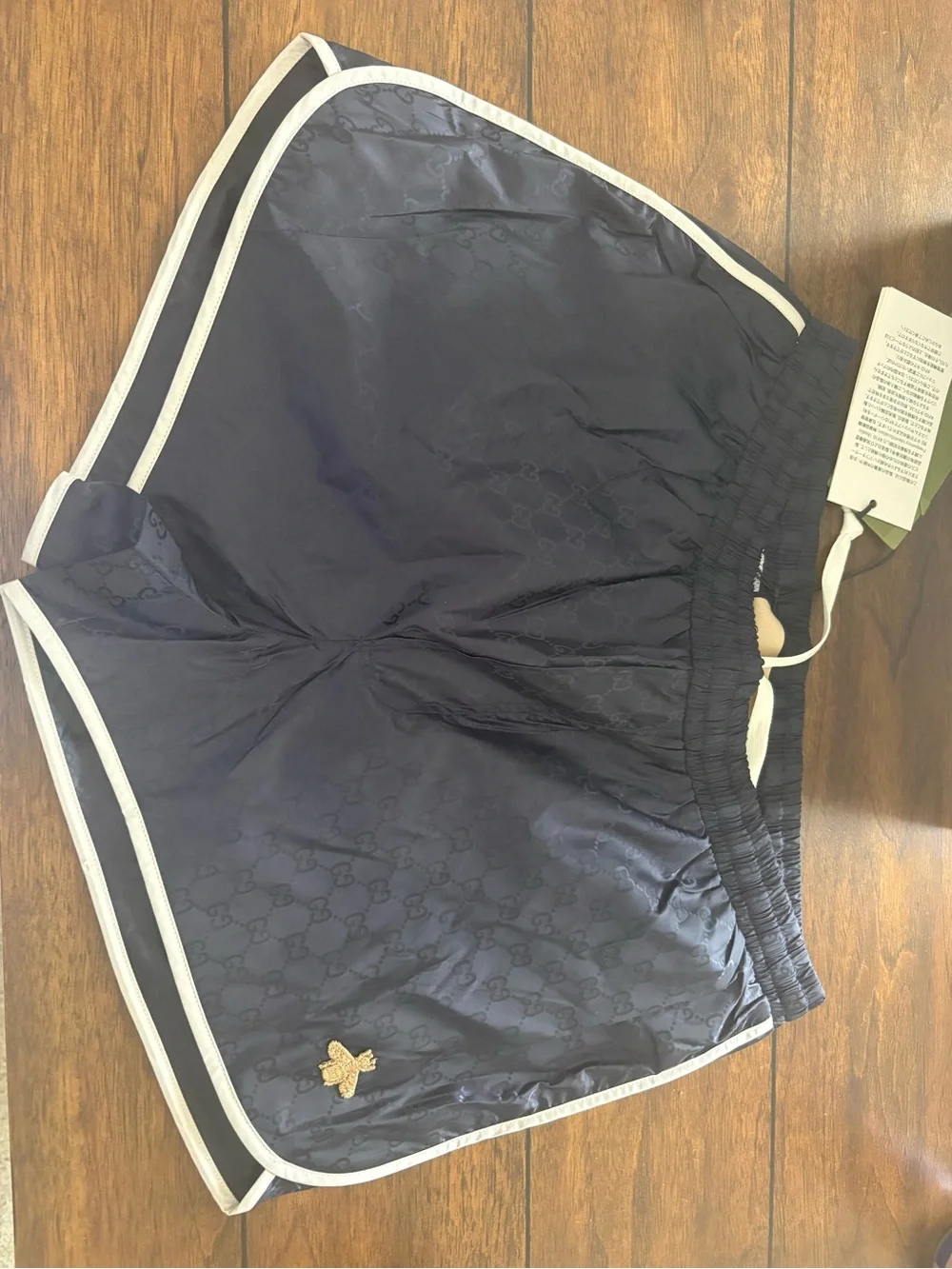 Gucci Navy GG Jacquard Athletic Shorts with Cream Piping